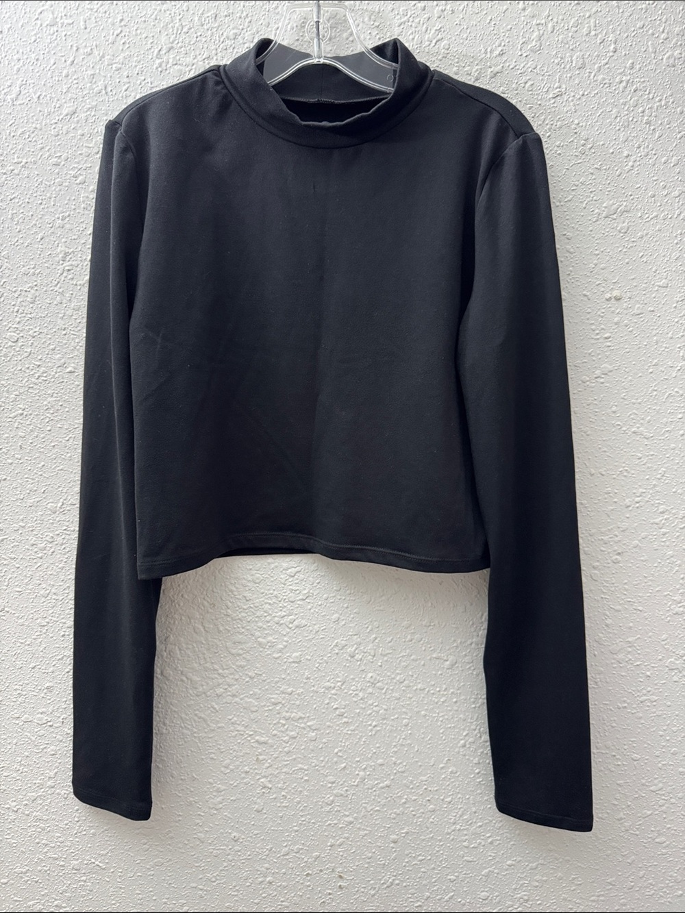 Black Long Sleeve Mock Neck Crop